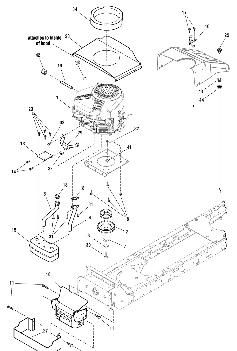 Engine Group - 22hp Briggs And Stratton Diagram and Parts List for 7800400-ELT22460H 2009 Briggs and Stratton Lawn Tractor